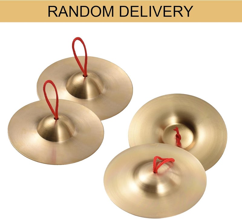 summina Mini Small Brass Hand Cymbals 5.8in Gong Band Rhythm Percussion Copper Rhythm Musical Instrument for Opera and Military Drums Performance Copper Hand Cymbal 1-pair - Image 3